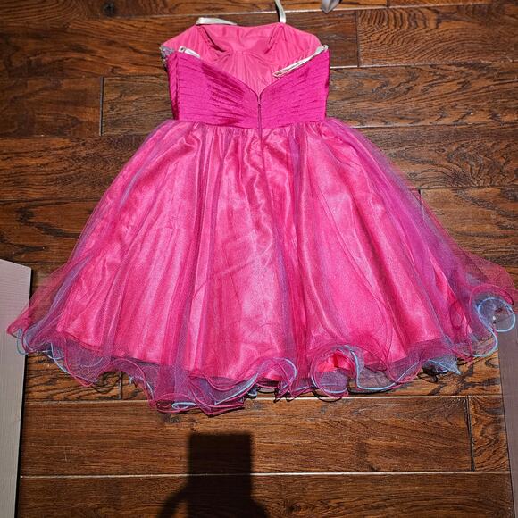 Mac Duggal 00 Strapless Sequin Tulle Party Dress Pink Formal Prom Cocktail Gown - Picture 5 of 10